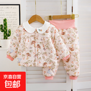 兒童公主款棉衣套裝女寶寶洋氣外穿夾棉冬季衣服嬰兒棉衣高腰新款 公主款花籃兔-棉衣套裝 均碼 120cm