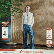 日著(zhù)（rizhuo）原創(chuàng  )復古藍直筒牛仔褲2025春季新款條紋擦色百搭休閑長(cháng)褲子女 秘境藍 XL