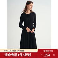 獨束大碼女裝【針織芭蕾】圓領(lǐng)蕾絲拼接打底長(cháng)裙子修身連衣裙 靜謐黑（短款） 2XL （尺碼：4）