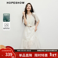 紅袖波西米亞度假風(fēng)連衣裙2025夏季新款女裝別致流蘇系帶刺繡雪紡長(cháng)裙 米白004 L