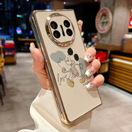 適用華為Mate X7手機殼vivo x fold5防摔保護套皮紋月亮星球貓咪 金色電鍍貼皮3110涂鴉線(xiàn)條米奇 三星Galaxy Z Fold7