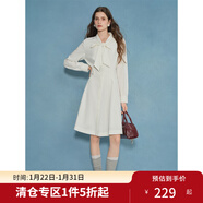 獨束大碼女裝【情系蝴蝶結】花邊飄帶領(lǐng)襯衫裙2025秋款白色連衣裙 珍珠白 2XL （尺碼：4）