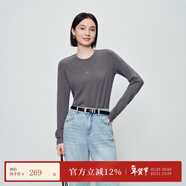 納薇（naivee）【馬上有錢(qián)花】25冬新款莫代爾德絨保暖長(cháng)袖圓領(lǐng)T恤白馬年 深灰 M