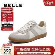 百麗（Belle）劉雯同款女散文詩(shī)復古德訓鞋加鞋絨棉鞋簡(jiǎn)約情侶款休閑鞋B0992AM6 米/灰-男款（常規款） 36 (230mm)