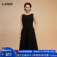 藍地（LANDI）[黑天鵝系列]赫本風(fēng)小黑裙法式優(yōu)雅收腰連衣裙女2025春新品 石墨黑 L