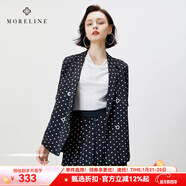 MORELINE沐蘭商場(chǎng)同款法式優(yōu)雅翻駁領(lǐng)西裝女2024夏新款五分袖波點(diǎn)西服外套 克白點(diǎn) XL 42