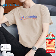 哥倫比亞（Columbia）戶(hù)外春夏新品男子棉質(zhì)透氣短袖輕薄舒適快干T恤JE1586 JE1586277(100%棉)/新款LOGO藍色 XL /185/104A