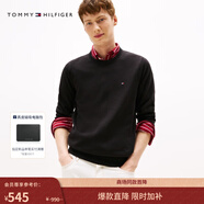 Tommy Hilfiger【撞色條紋】秋冬男裝純棉休閑學(xué)院風(fēng)圓領(lǐng)內搭打底衫針織衫 【純色繡標毛衣】經(jīng)典黑BDS 2XL （推薦：180-200斤）