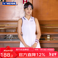威克多（VICTOR）羽球俱樂(lè )部系列 羽毛球服 透氣有彈力男女款針織運動(dòng)短袖短褲短裙 連衣裙KT-5511VBC/A漂白 L