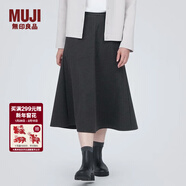 MUJI女式 彈力起毛 寬擺裙 休閑中長(cháng)款A字半身裙子女款秋季 BE1P4C3A 深棕色 L (165/70A)
