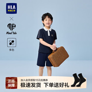 海瀾之家短袖POLO兒童25新精致撞色翻領(lǐng)短袖男女童夏HNTEW2J002A 藏青鑲拼08 140/68