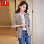 五沃格子西裝外套女春夏2023新款時尚氣質顯瘦小個子薄款休閑修身西服 單件蘭格外套 L