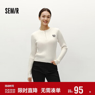 森馬（Semir）毛衣女冬季短款半開(kāi)襟刺繡修身套頭衫女生風(fēng)顯瘦上衣107724107001