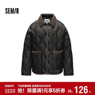森馬（Semir）羽絨服女中長(cháng)款輕薄拼接燈芯絨翻領(lǐng)2024冬季三防外套109724113004