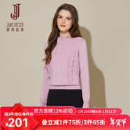 經(jīng)典故事（JANE STORY）法式花邊圓領(lǐng)針織衫女2025春秋新款內搭修身顯瘦打底衫純色上衣 藕粉 L