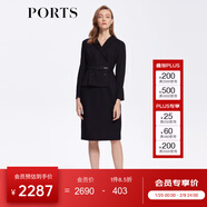 PORTS 寶姿秋冬新品女裝優(yōu)雅修身中長(cháng)裙通勤V領(lǐng)針織連衣裙 ALM9N012LCF053-黑色 S (4)