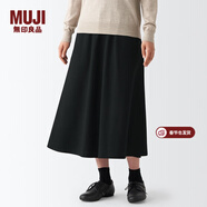 MUJI MUJI  女式 彈力 起毛 喇叭裙 半身長(cháng)裙秋冬季 簡(jiǎn)約風(fēng)BEK40C2A 黑色 XS