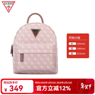 GUESS時(shí)尚百搭女士雙肩包通勤休閑書(shū)包粉色背包簡(jiǎn)約精致印花旅行包 卡布玫瑰