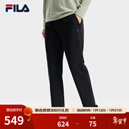 斐樂(lè )（FILA）官方冬季新款男子加絨保暖長(cháng)褲針織直筒運動(dòng)褲子百搭通勤休閑長(cháng)褲 【2025冬季W(wǎng)HITE系列新款-加薄絨】黑色-BK 4XL 190/102B