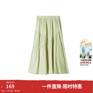 茵曼（INMAN）2025夏女新款A字半身裙復古時(shí)尚松緊腰遮肉顯瘦小個(gè)子中長(cháng)裙子 清水綠 S