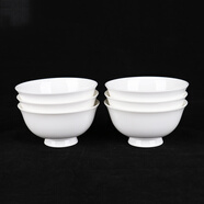錦鳯錦鳳景德鎮(zhèn)餐具飯碗骨瓷碗小湯碗白瓷碗高腳碗米飯碗陶瓷小碗純白 4.75英寸高腳碗6只裝