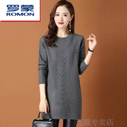 羅蒙（ROMON）羊毛衫女2023秋冬新款中長(cháng)款毛衣寬松百搭針織衫時(shí)尚內搭打底衫 灰色(活動(dòng)剩36到23.58結束) L (建議100-115斤)