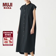 MUJI MUJI 女式 棉混彈力 法國袖連衣裙 BCL14A0S 黑色 M