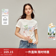 茵曼（INMAN）白色蝴蝶結印花圓領(lǐng)T恤2026春季女裝新款休閑百搭短袖上衣 白色 M