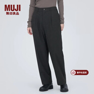 MUJI女式 彈力起毛 抽褶褲 休閑西褲長(cháng)褲子春秋款 BE1P0C3A 深棕色 M (160/66A)