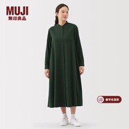 MUJI女式 法蘭絨 立領(lǐng)長(cháng)袖連衣裙女裝裙子純棉連身裙25年冬季 深綠色 M (160/84A)
