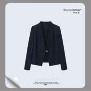 雪雯朵4288仿牛仔人棉西裝短外套春季小個(gè)子修身顯瘦設計感舒適簡(jiǎn)約西服 藏藍 S （推薦80-100斤）