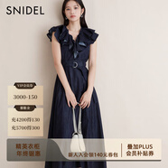 SNIDEL秋冬荷葉領(lǐng)收腰腰帶小飛袖牛仔連衣裙SWFO244260 牛仔藍 M （1）