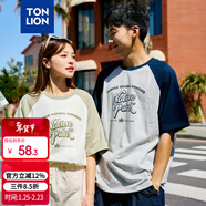 唐獅（TonLion）2025情侶圓領(lǐng)插肩袖短袖T恤 男款/淺麻灰 L