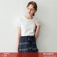 顏域簡(jiǎn)約純色短袖T恤女夏裝新款時(shí)尚氣質(zhì)ol通勤直筒顯瘦上衣 白色 2XL