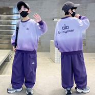 貝孩趣男童套裝春秋裝新款兒童休閑韓版中大童長(cháng)袖套裝休閑小男孩兩件套 紫色 150 碼(建議身高135-145厘米)
