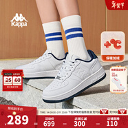 Kappa卡帕背靠背女鞋春季厚底小白鞋子女板鞋新款情侶鞋百搭休閑運動(dòng)鞋 經(jīng)典白/海昌藍【加絨款】 38