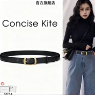 CONCISE KITE【真皮】頭層牛皮腰帶皮帶女士搭配西裝牛仔褲連衣裙裝飾輕奢品牌 黑色 長(cháng)105cm （帶寬2.8cm） 105cm (帶寬2.4cm)