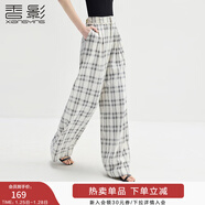 香影黑白格子直筒闊腿褲女2025夏季新款慵懶風(fēng)寬松垂墜感高腰褲子 黑白 M 160/64A/95-110斤