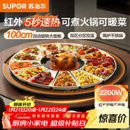 蘇泊爾（SUPOR）2200W火鍋暖菜板飯菜加熱保溫板電陶爐（圓形100CM）自動(dòng)旋轉 BZ100RH816D