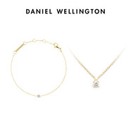 DW【新品】DW項鏈流光項鏈女款鋯石項鏈感輕奢小眾典雅金色素鏈 典雅金(手錬+項鏈)