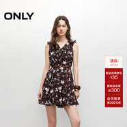 ONLY2025夏季新款碎花荷葉邊無(wú)袖收腰短裙連衣裙女|125307013 HFJ希望之花 S