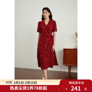 獨束大碼女裝法式小翻領(lǐng)連衣裙女夏季新款遮肉顯瘦雪紡裙子 紅色-長(cháng)款 XL （尺碼：3）