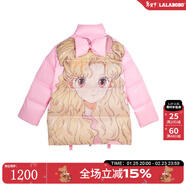 LALABOBO加厚保暖羽絨服女可愛(ài)歐若拉印花蝴蝶結寬松百搭休閑外套 時(shí)尚潮 粉色（歐若拉） L