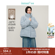 茵曼2025冬女裝新款羽絨服新年紅裝高充絨量鴨絨燈芯絨保暖短外套上衣 煙霧藍-K18448998 M 161-165cm /101-110斤