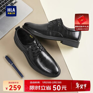 海瀾之家HLA皮鞋男士商務(wù)休閑秋冬正裝德比鞋子男H334/H220 黑色加絨39