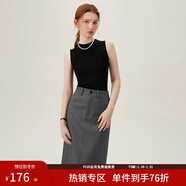 范思藍恩無(wú)袖疊穿針織背心女春裝2024新款內搭打底衫24FS11036 黑色 S