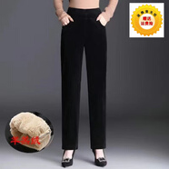 綴櫻中年媽媽條絨女褲2025秋冬新款高腰直筒褲彈力松緊腰燈芯絨長(cháng)褲冬 黑色加絨 加厚 M 【80-95斤】