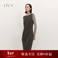 OVV秋冬熱賣(mài)女裝一字領(lǐng)修身背心裙針織羊毛休閑無(wú)袖連衣裙 焦栗色 M