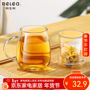 物生物（RELEA）玻璃杯泡茶杯茶水分離茶杯玻璃杯子辦公室綠茶花茶泡茶杯冷水壺 大蘑菇-500ml