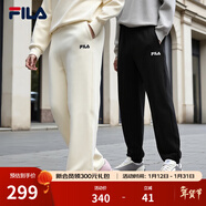 FILA斐樂(lè )官方針織長(cháng)褲秋冬季新款休閑衛褲女子寬松直口運動(dòng)褲衛褲 正黑色-BK M 165/66A/M